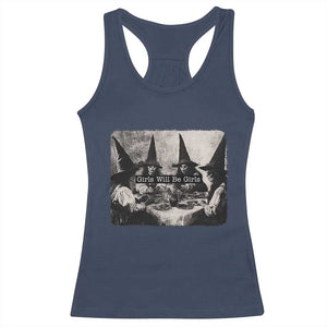 Funny Witch Girls Will Be Girls Racerback Tank Top Feminist Halloween TS11 Navy Print Your Wear
