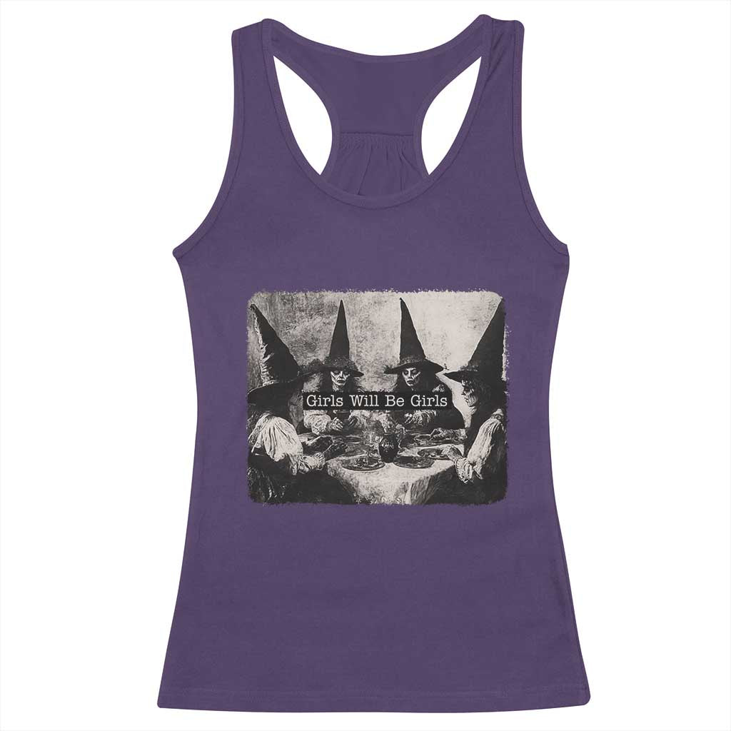 Funny Witch Girls Will Be Girls Racerback Tank Top Feminist Halloween TS11 Purple Print Your Wear