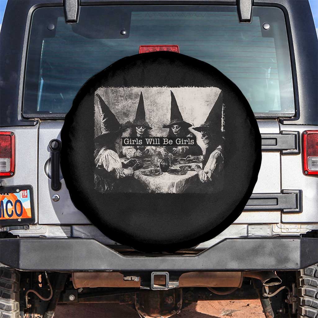 Funny Witch Girls Will Be Girls Spare Tire Cover Feminist Halloween TS11 No hole Black Print Your Wear