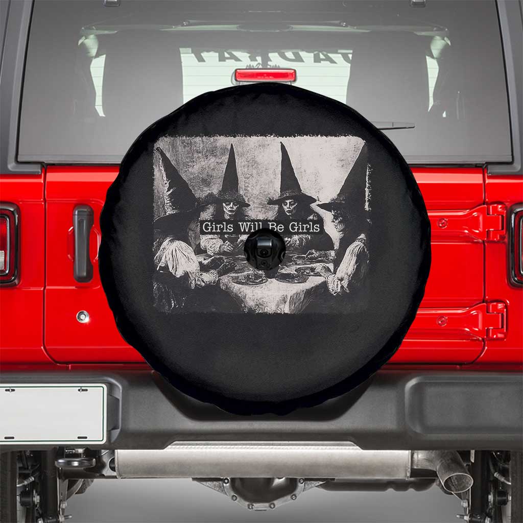 Funny Witch Girls Will Be Girls Spare Tire Cover Feminist Halloween TS11 Black Print Your Wear