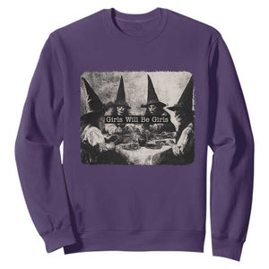 Funny Witch Girls Will Be Girls Sweatshirt Feminist Halloween TS11 Purple Print Your Wear