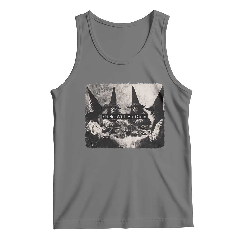 Funny Witch Girls Will Be Girls Tank Top Feminist Halloween TS11 Black Heather Print Your Wear