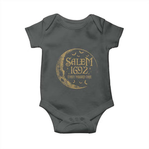 Salem 1692 They Missed One Baby Onesie Halloween Feminist Witch Trials TS11 Dark Heather Print Your Wear