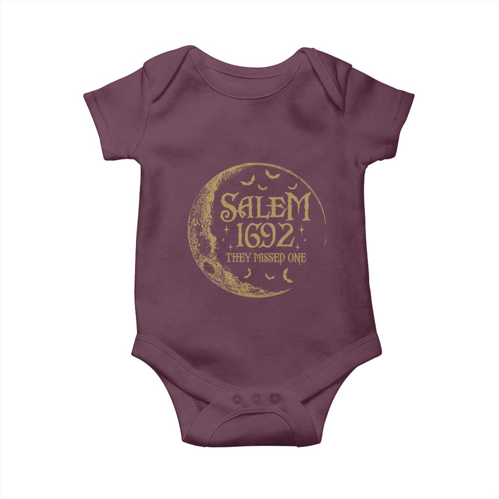 Salem 1692 They Missed One Baby Onesie Halloween Feminist Witch Trials TS11 Maroon Print Your Wear