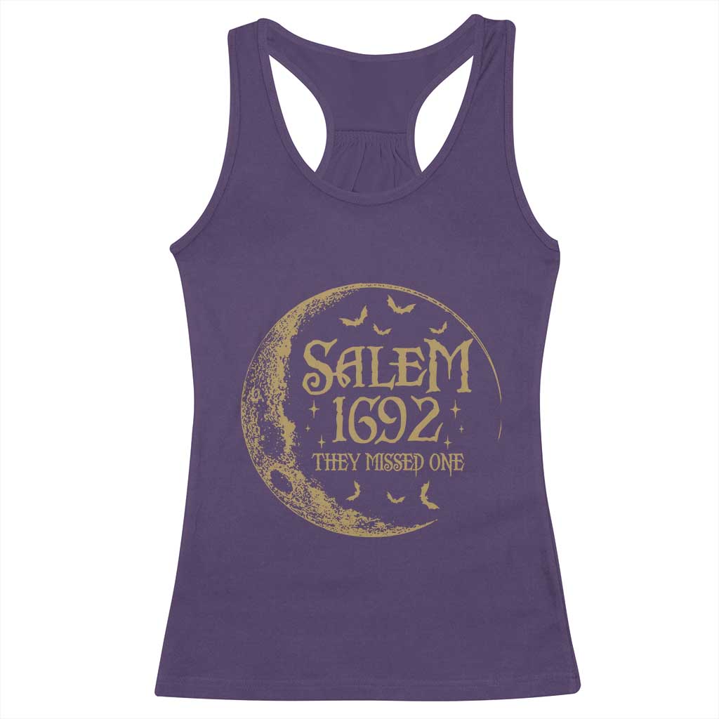 Salem 1692 They Missed One Racerback Tank Top Halloween Feminist Witch Trials TS11 Purple Print Your Wear