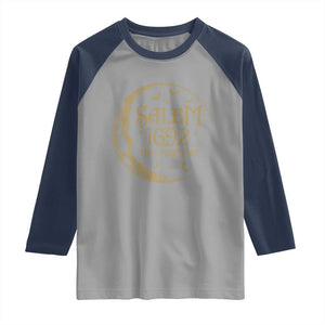 Salem 1692 They Missed One Raglan Shirt Halloween Feminist Witch Trials TS11 Sport Gray Navy Print Your Wear