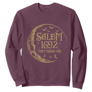 Salem 1692 They Missed One Sweatshirt Halloween Feminist Witch Trials TS11 Maroon Print Your Wear