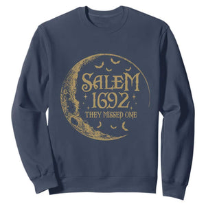 Salem 1692 They Missed One Sweatshirt Halloween Feminist Witch Trials TS11 Navy Print Your Wear