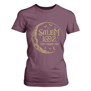 Salem 1692 They Missed One T Shirt For Women Halloween Feminist Witch Trials TS11 Maroon Print Your Wear