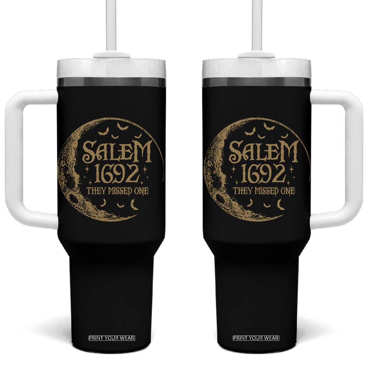 Salem 1692 They Missed One Tumbler With Handle Halloween Feminist Witch Trials TS11 One Size: 40 oz Black Print Your Wear