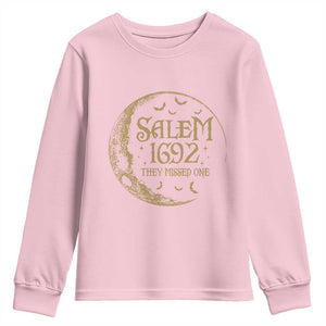 Salem 1692 They Missed One Youth Sweatshirt Halloween Feminist Witch Trials TS11 Light Pink Print Your Wear