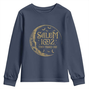 Salem 1692 They Missed One Youth Sweatshirt Halloween Feminist Witch Trials TS11 Navy Print Your Wear