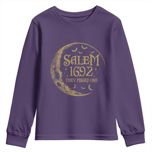 Salem 1692 They Missed One Youth Sweatshirt Halloween Feminist Witch Trials TS11 Purple Print Your Wear