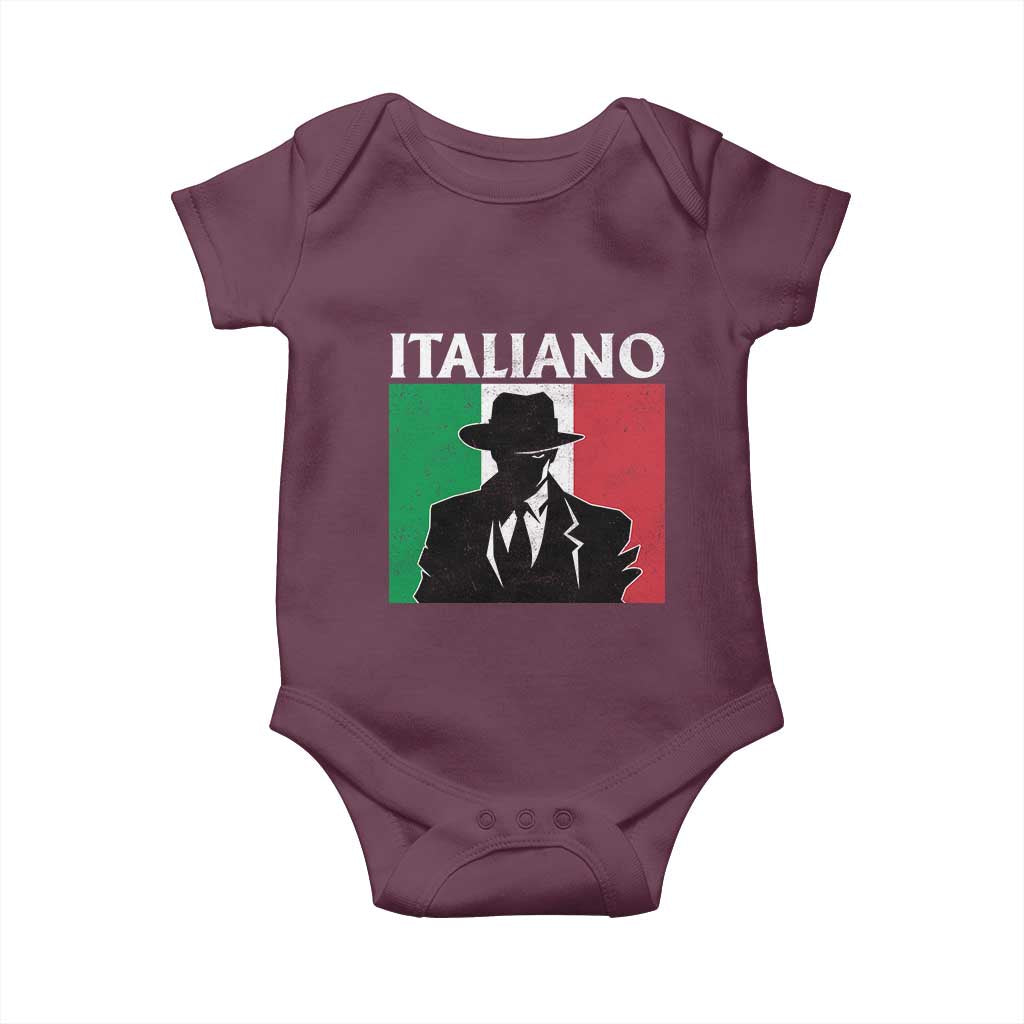 Italiano Italian Mafia Sicilian Gangster Italy Flag Baby Onesie TS11 Maroon Print Your Wear