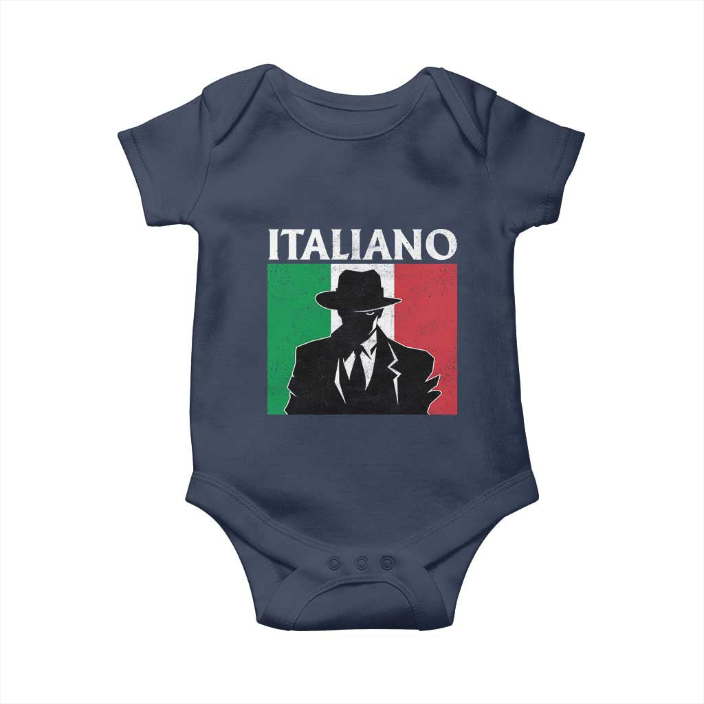 Italiano Italian Mafia Sicilian Gangster Italy Flag Baby Onesie TS11 Navy Print Your Wear