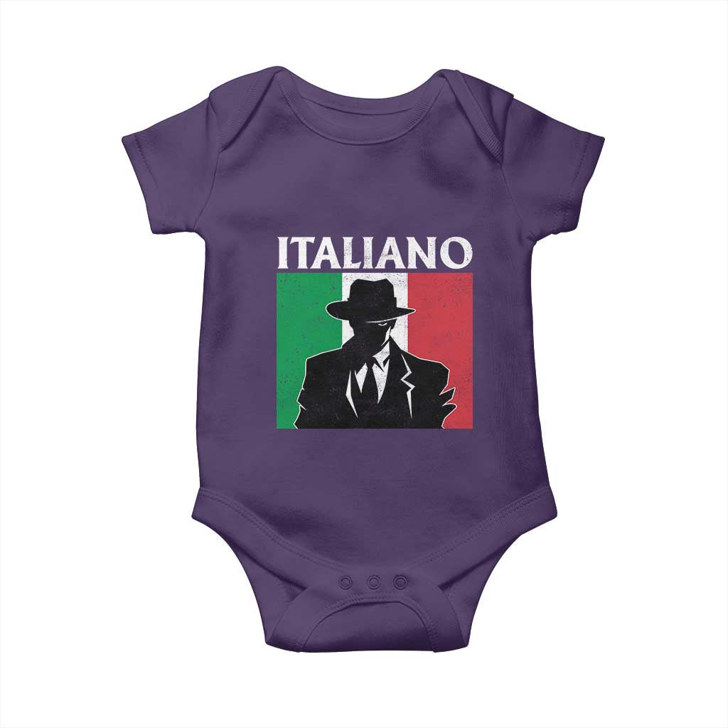 Italiano Italian Mafia Sicilian Gangster Italy Flag Baby Onesie TS11 Purple Print Your Wear