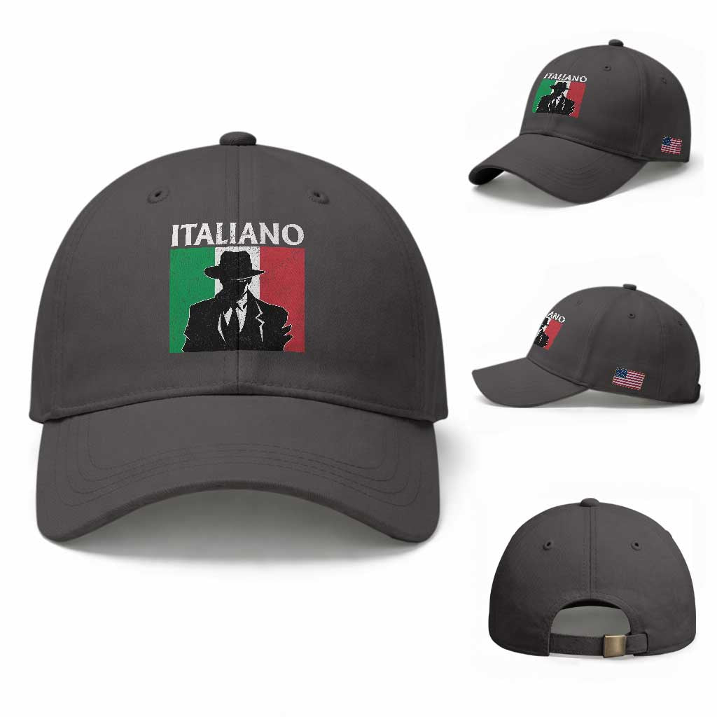 Italiano Italian Mafia Sicilian Gangster Italy Flag Baseball Cap TS11 Baseball Cap Universal Fit Dark Gray Print Your Wear