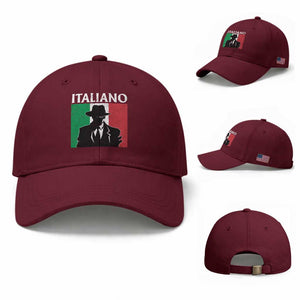 Italiano Italian Mafia Sicilian Gangster Italy Flag Baseball Cap TS11 Baseball Cap Universal Fit Maroon Print Your Wear