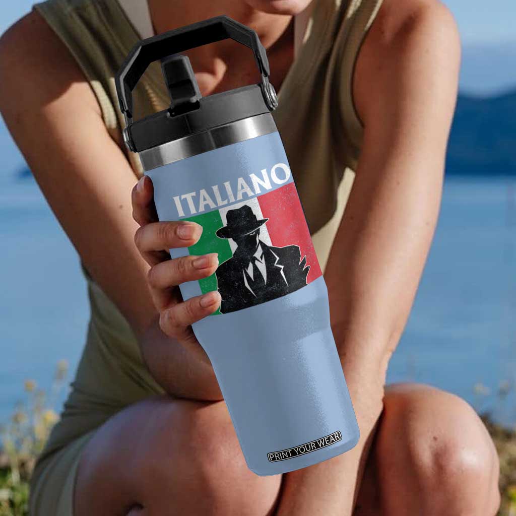 Italiano Italian Mafia Sicilian Gangster Italy Flag Flip Straw Tumbler TS11 One Size: 30 oz Light Blue Print Your Wear