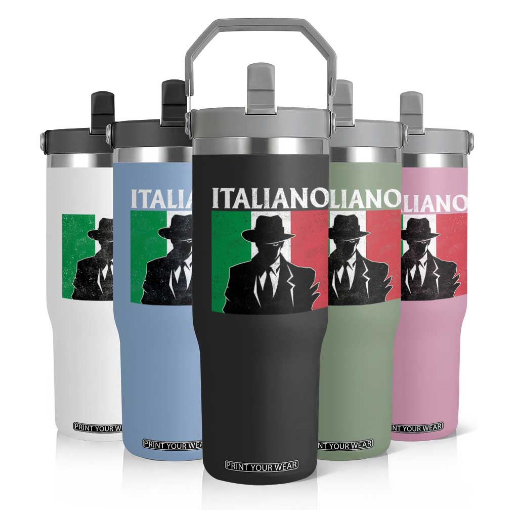 Italiano Italian Mafia Sicilian Gangster Italy Flag Flip Straw Tumbler TS11 Print Your Wear