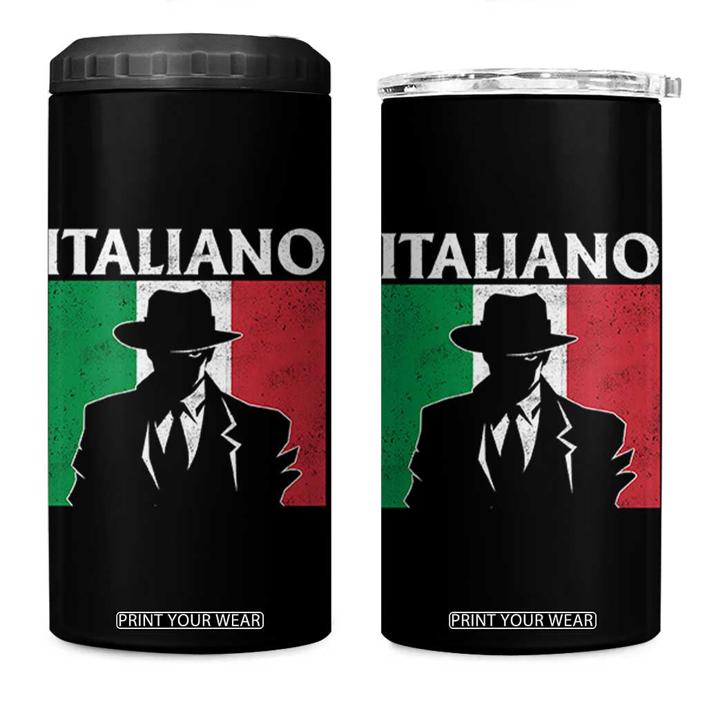 Italiano Italian Mafia Sicilian Gangster Italy Flag 4 in 1 Can Cooler Tumbler TS11 One Size: 16 oz Black Print Your Wear