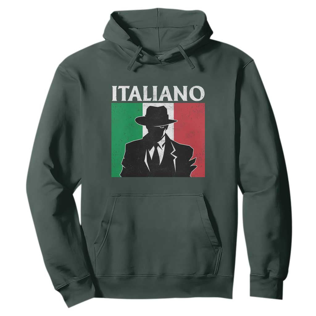 Italiano Italian Mafia Sicilian Gangster Italy Flag Hoodie TS11 Dark Forest Green Print Your Wear
