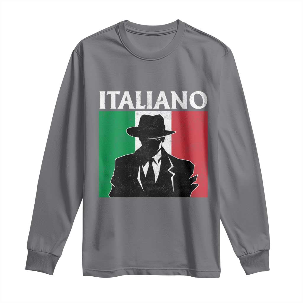 Italiano Italian Mafia Sicilian Gangster Italy Flag Long Sleeve Shirt TS11 Charcoal Print Your Wear