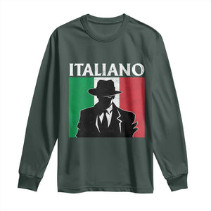 Italiano Italian Mafia Sicilian Gangster Italy Flag Long Sleeve Shirt TS11 Dark Forest Green Print Your Wear