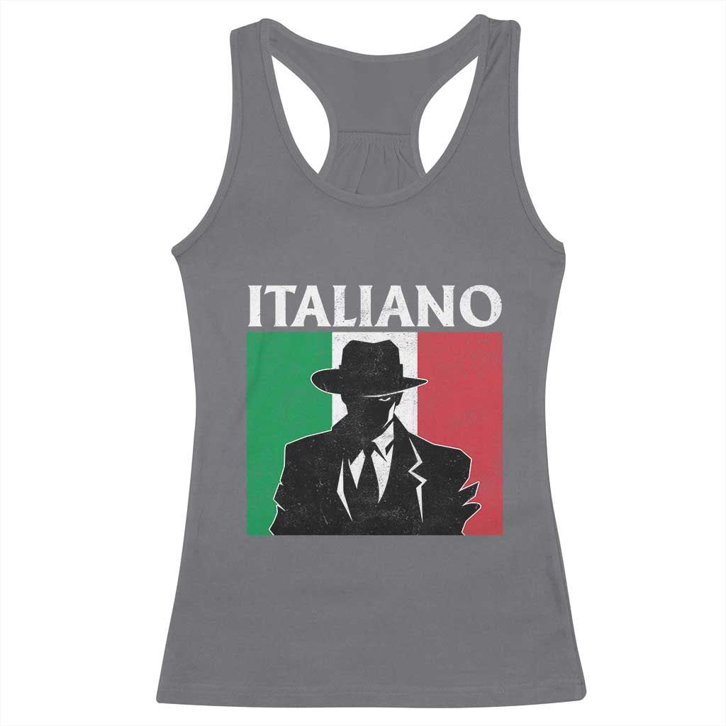 Italiano Italian Mafia Sicilian Gangster Italy Flag Racerback Tank Top TS11 Charcoal Print Your Wear