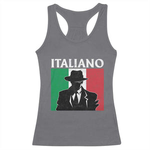 Italiano Italian Mafia Sicilian Gangster Italy Flag Racerback Tank Top TS11 Charcoal Print Your Wear