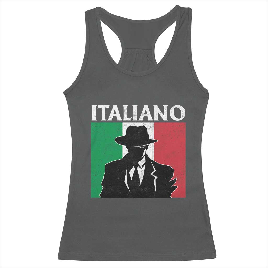 Italiano Italian Mafia Sicilian Gangster Italy Flag Racerback Tank Top TS11 Dark Heather Print Your Wear