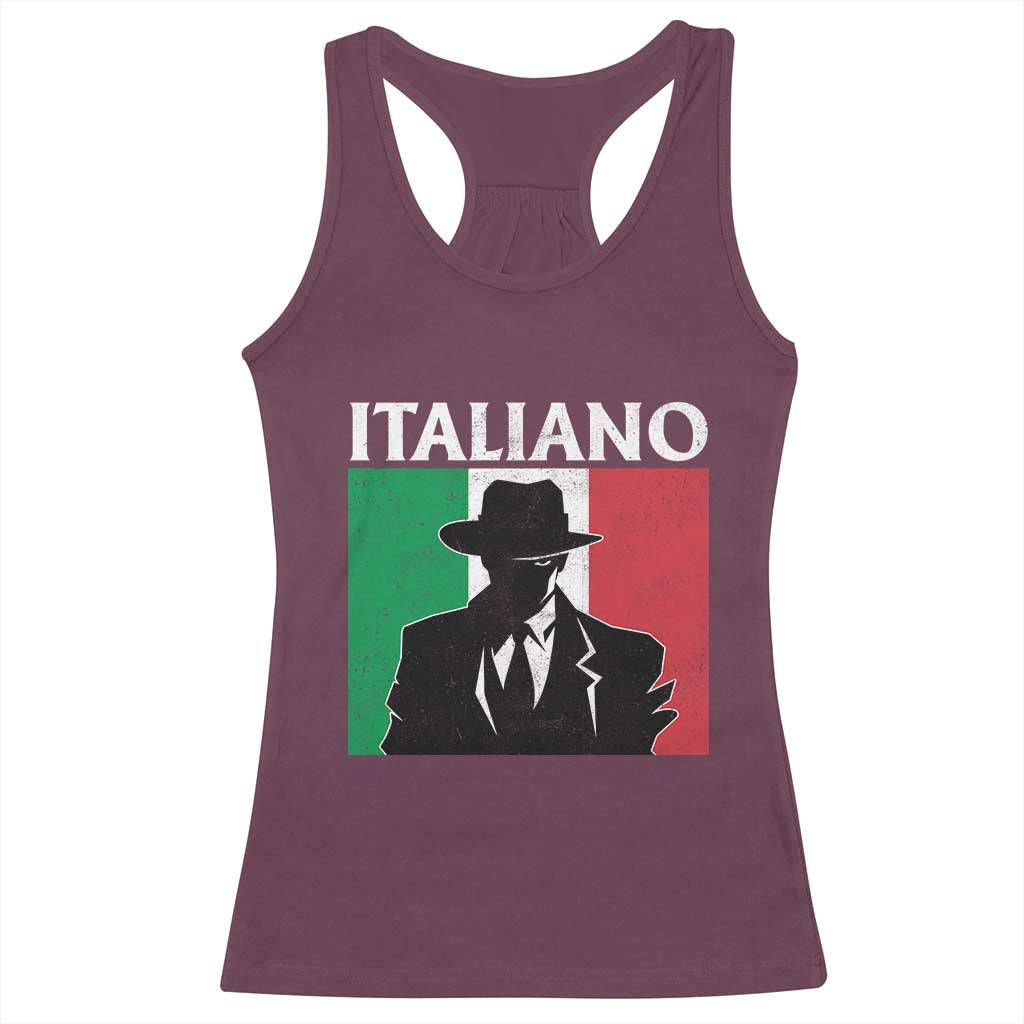 Italiano Italian Mafia Sicilian Gangster Italy Flag Racerback Tank Top TS11 Maroon Print Your Wear