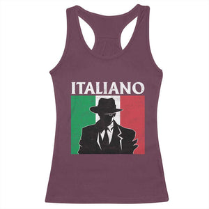 Italiano Italian Mafia Sicilian Gangster Italy Flag Racerback Tank Top TS11 Maroon Print Your Wear