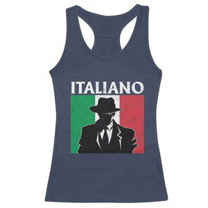 Italiano Italian Mafia Sicilian Gangster Italy Flag Racerback Tank Top TS11 Navy Print Your Wear