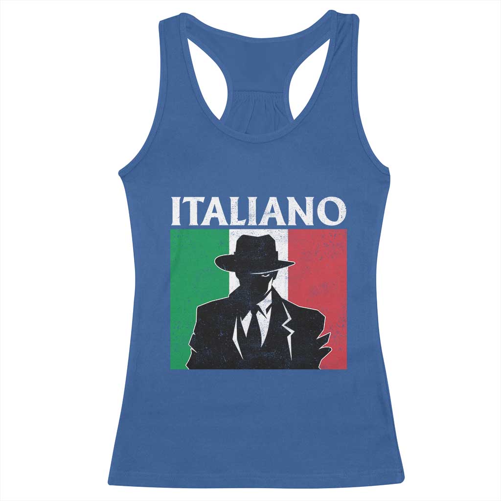 Italiano Italian Mafia Sicilian Gangster Italy Flag Racerback Tank Top TS11 Royal Blue Print Your Wear