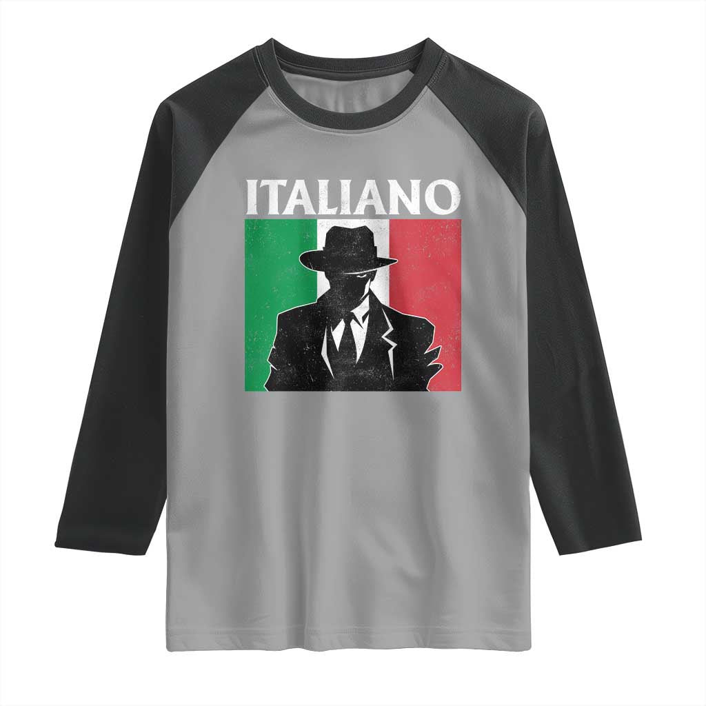 Italiano Italian Mafia Sicilian Gangster Italy Flag Raglan Shirt TS11 Sport Gray Black Print Your Wear