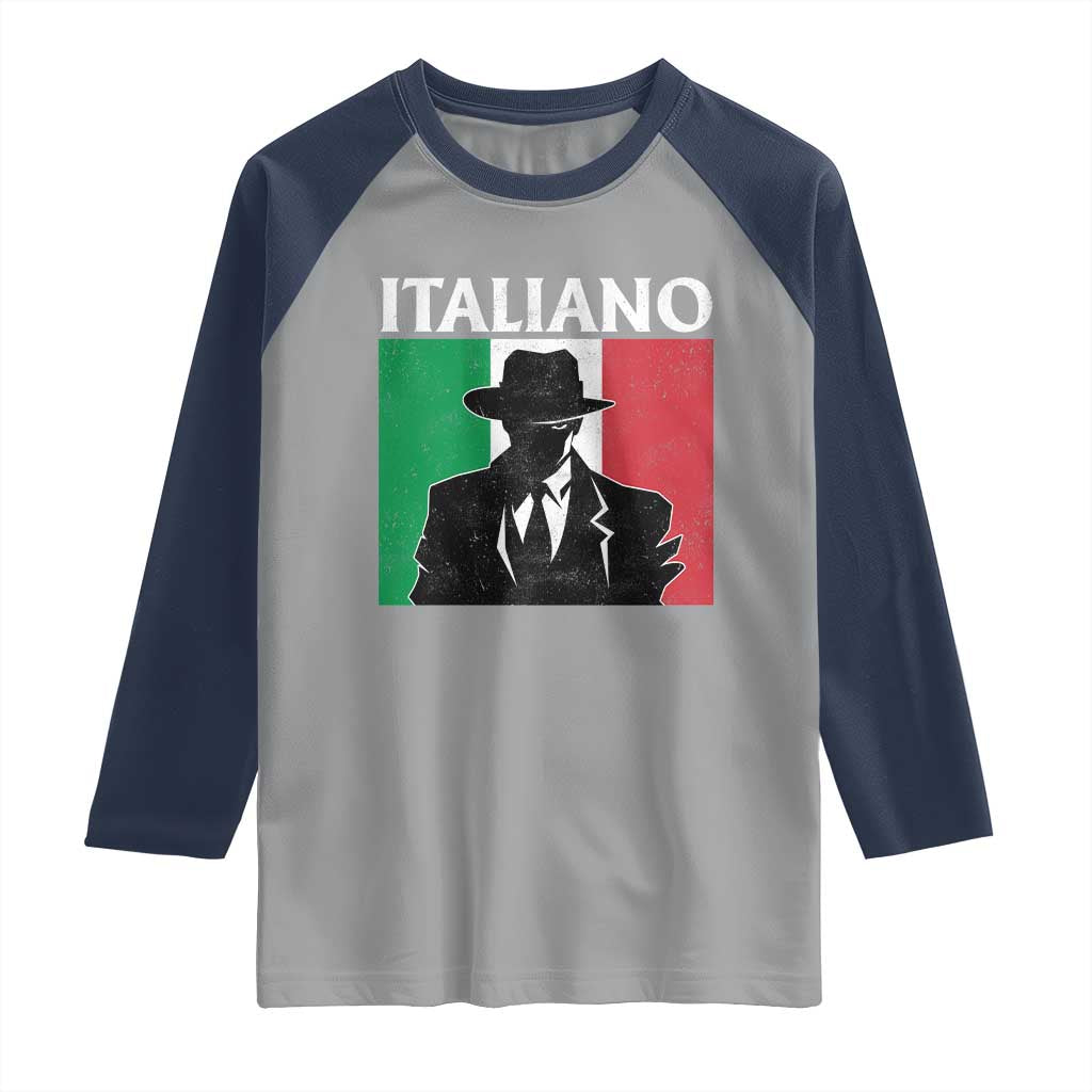 Italiano Italian Mafia Sicilian Gangster Italy Flag Raglan Shirt TS11 Sport Gray Navy Print Your Wear