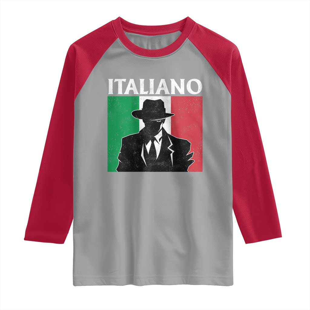 Italiano Italian Mafia Sicilian Gangster Italy Flag Raglan Shirt TS11 Sport Gray Red Print Your Wear