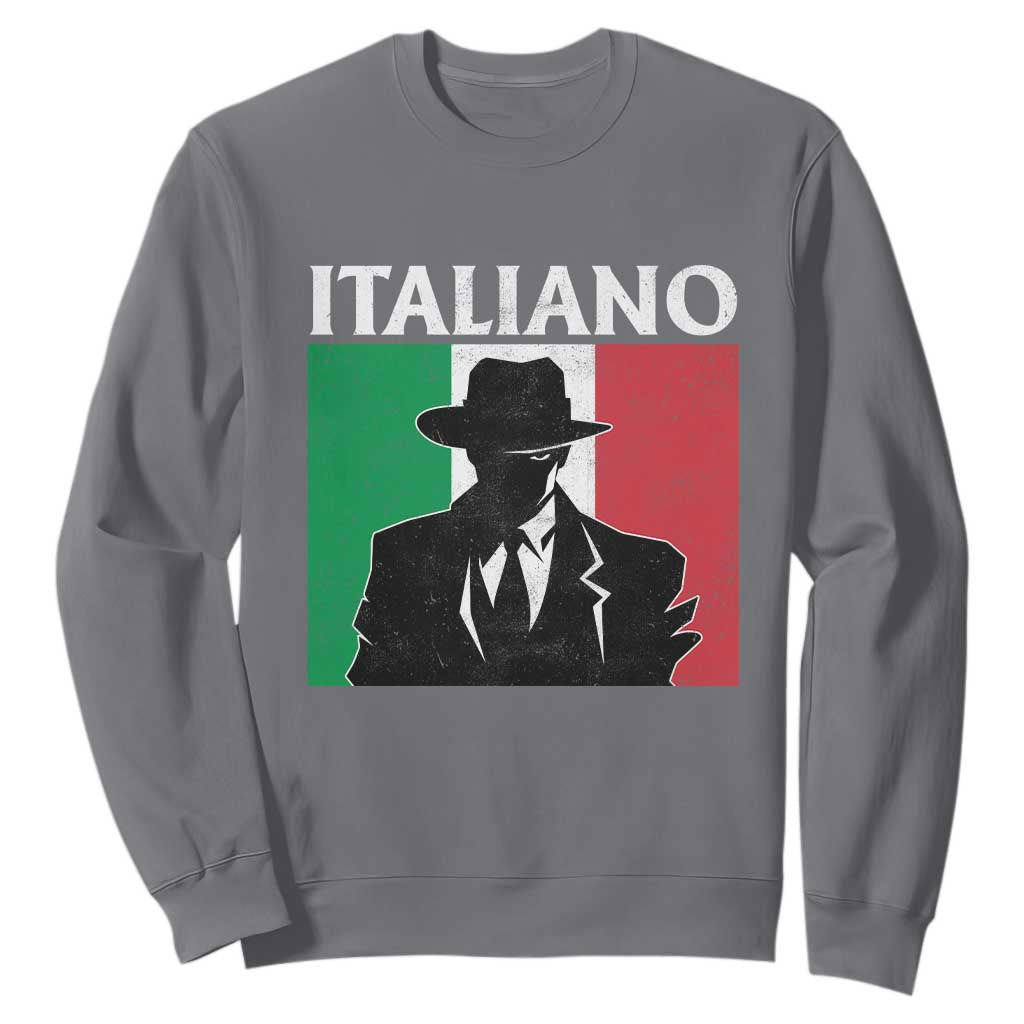 Italiano Italian Mafia Sicilian Gangster Italy Flag Sweatshirt TS11 Charcoal Print Your Wear
