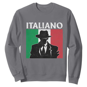 Italiano Italian Mafia Sicilian Gangster Italy Flag Sweatshirt TS11 Charcoal Print Your Wear