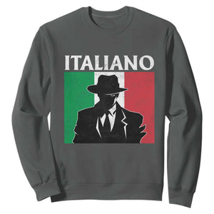 Italiano Italian Mafia Sicilian Gangster Italy Flag Sweatshirt TS11 Dark Heather Print Your Wear