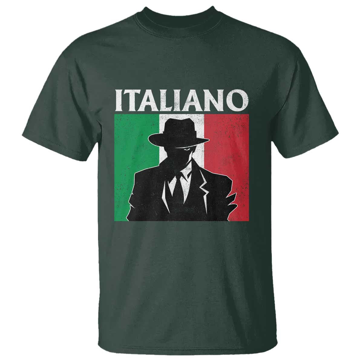 Italiano Italian Mafia Sicilian Gangster Italy Flag T Shirt TS11 Dark Forest Green Print Your Wear