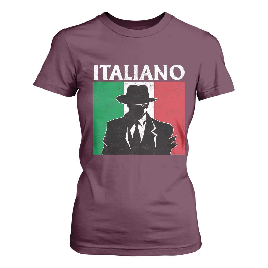 Italiano Italian Mafia Sicilian Gangster Italy Flag T Shirt For Women TS11 Maroon Print Your Wear