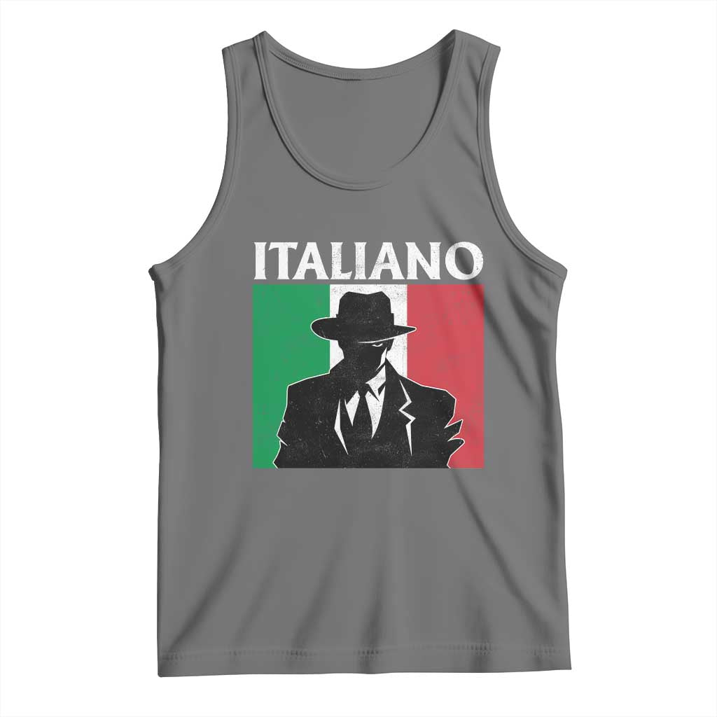 Italiano Italian Mafia Sicilian Gangster Italy Flag Tank Top TS11 Black Heather Print Your Wear