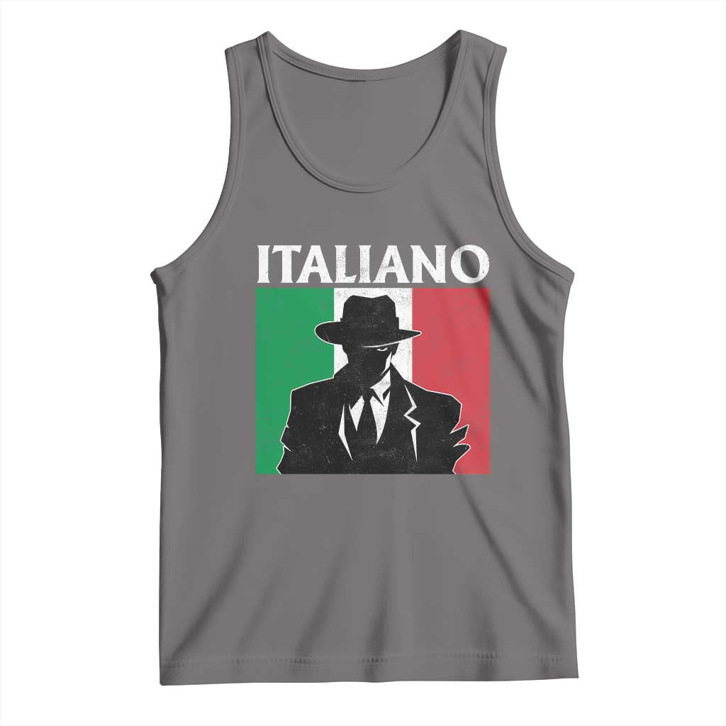 Italiano Italian Mafia Sicilian Gangster Italy Flag Tank Top TS11 Deep Heather Print Your Wear