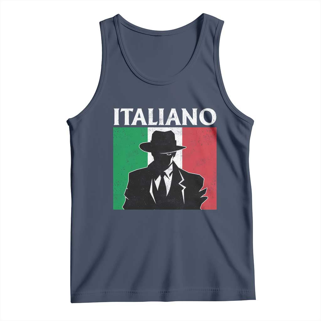 Italiano Italian Mafia Sicilian Gangster Italy Flag Tank Top TS11 Navy Print Your Wear