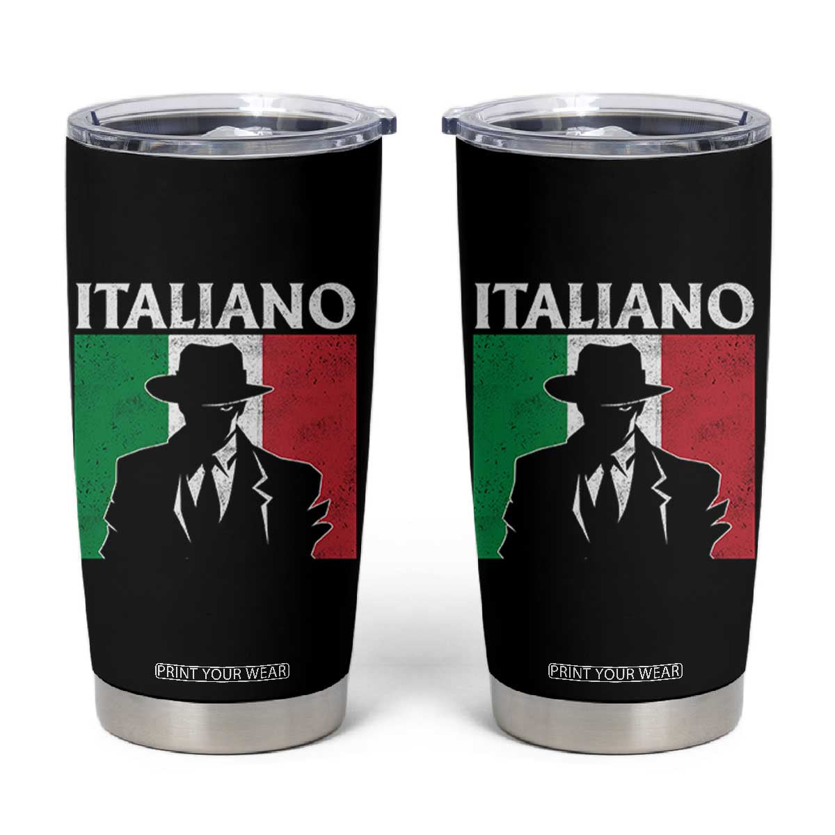 Italiano Italian Mafia Sicilian Gangster Italy Flag Tumbler Cup TS11 Black Print Your Wear