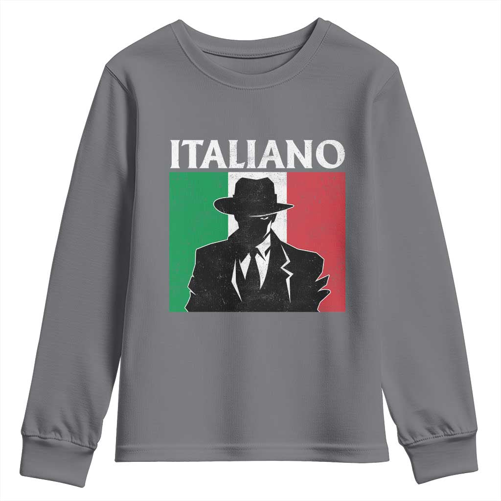 Italiano Italian Mafia Sicilian Gangster Italy Flag Youth Sweatshirt TS11 Charcoal Print Your Wear