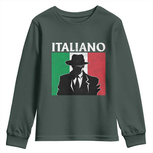 Italiano Italian Mafia Sicilian Gangster Italy Flag Youth Sweatshirt TS11 Dark Forest Green Print Your Wear