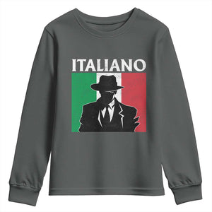 Italiano Italian Mafia Sicilian Gangster Italy Flag Youth Sweatshirt TS11 Dark Heather Print Your Wear